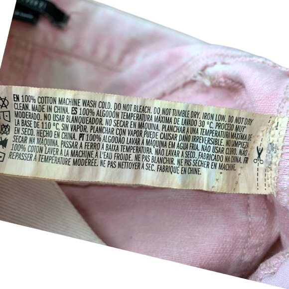 Forever 21 Jeans Size 26 Pink Wash Jeans Carpenter Wide Leg 100% Cotton Jeans - Picture 4 of 8